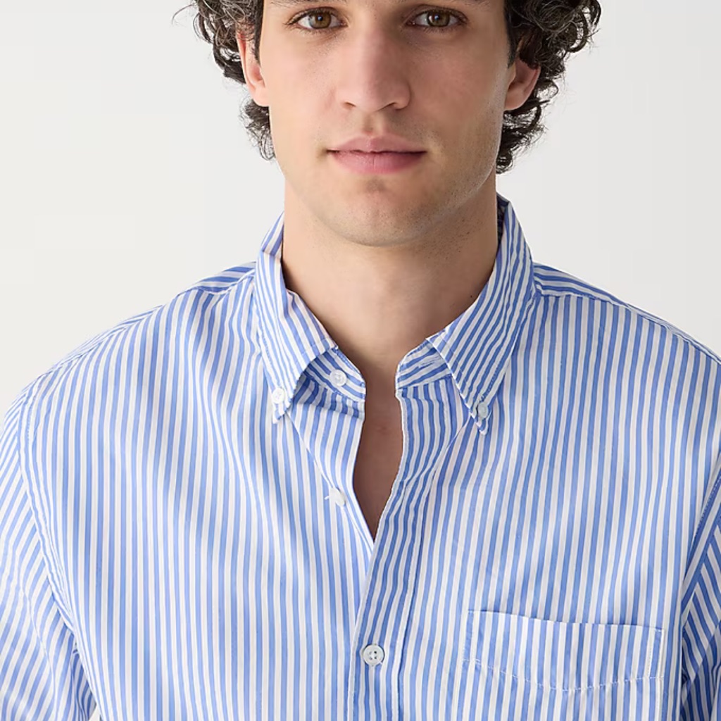 J. Crew Men's Blue And White Striped Shirt